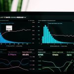 Digital marketing performance graphs and analytics on a laptop screen